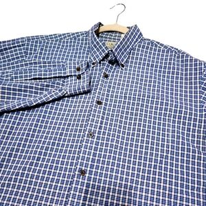 L.L.Bean Men's Ble and‎ White Plaid Long Sleeve Button-down Size Large
